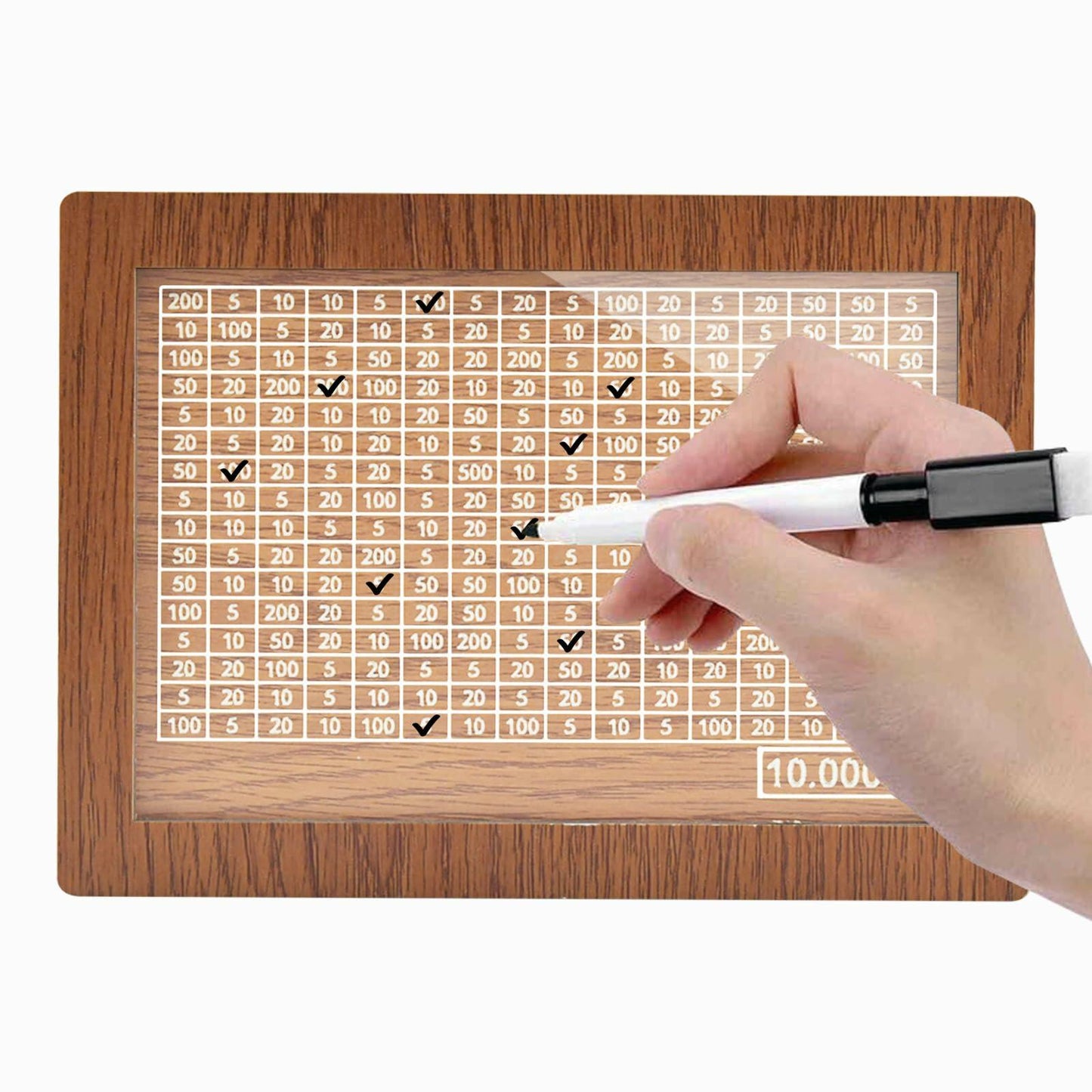 Kendyy Wooden Piggy Bank Countdown Cash Vault Brown Moon $10000