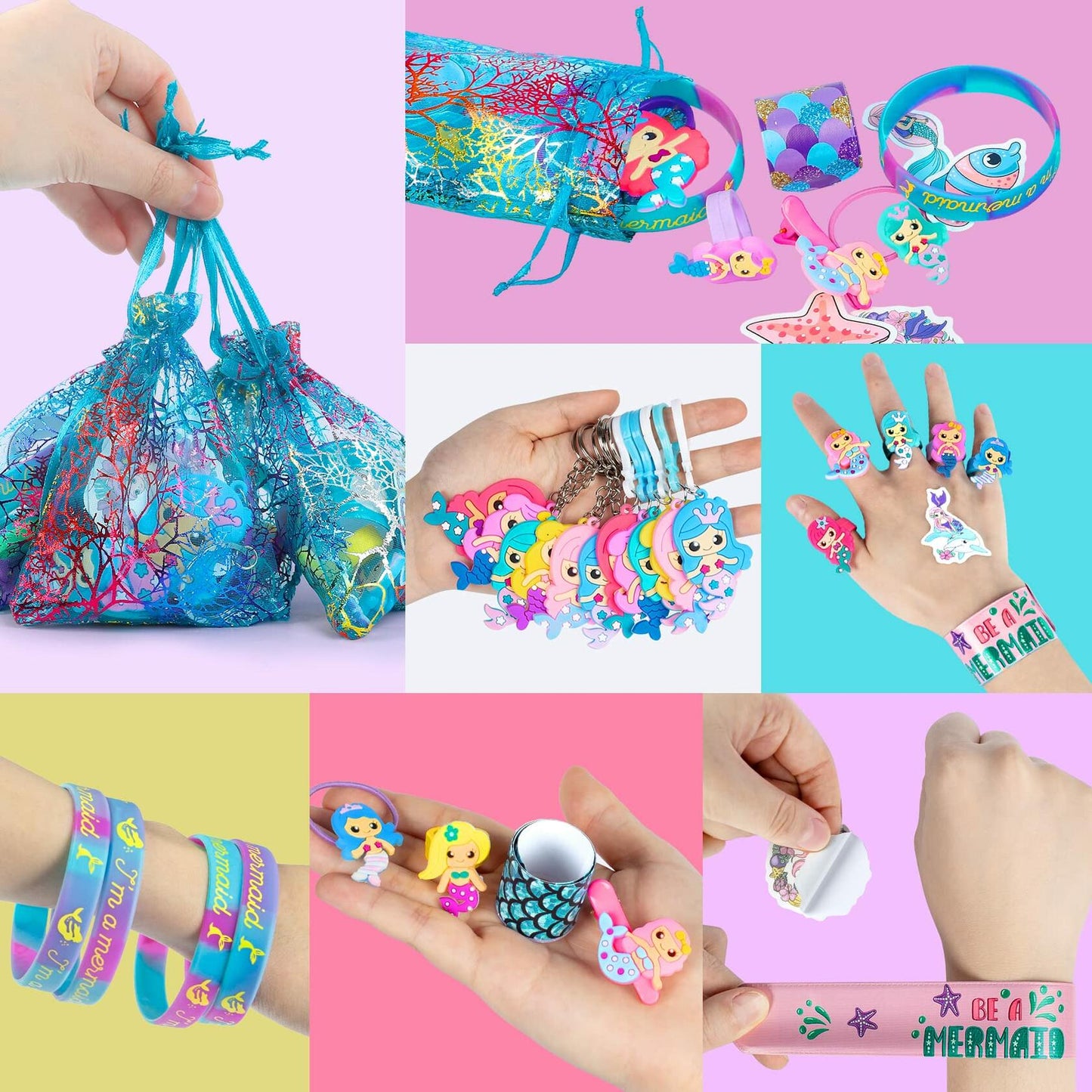 Eunvabir 134Pcs Mermaid Party Favors Kids Birthday Decorations Toys
