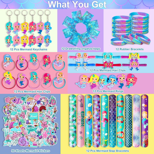 Eunvabir 134Pcs Mermaid Party Favors Kids Birthday Decorations Toys