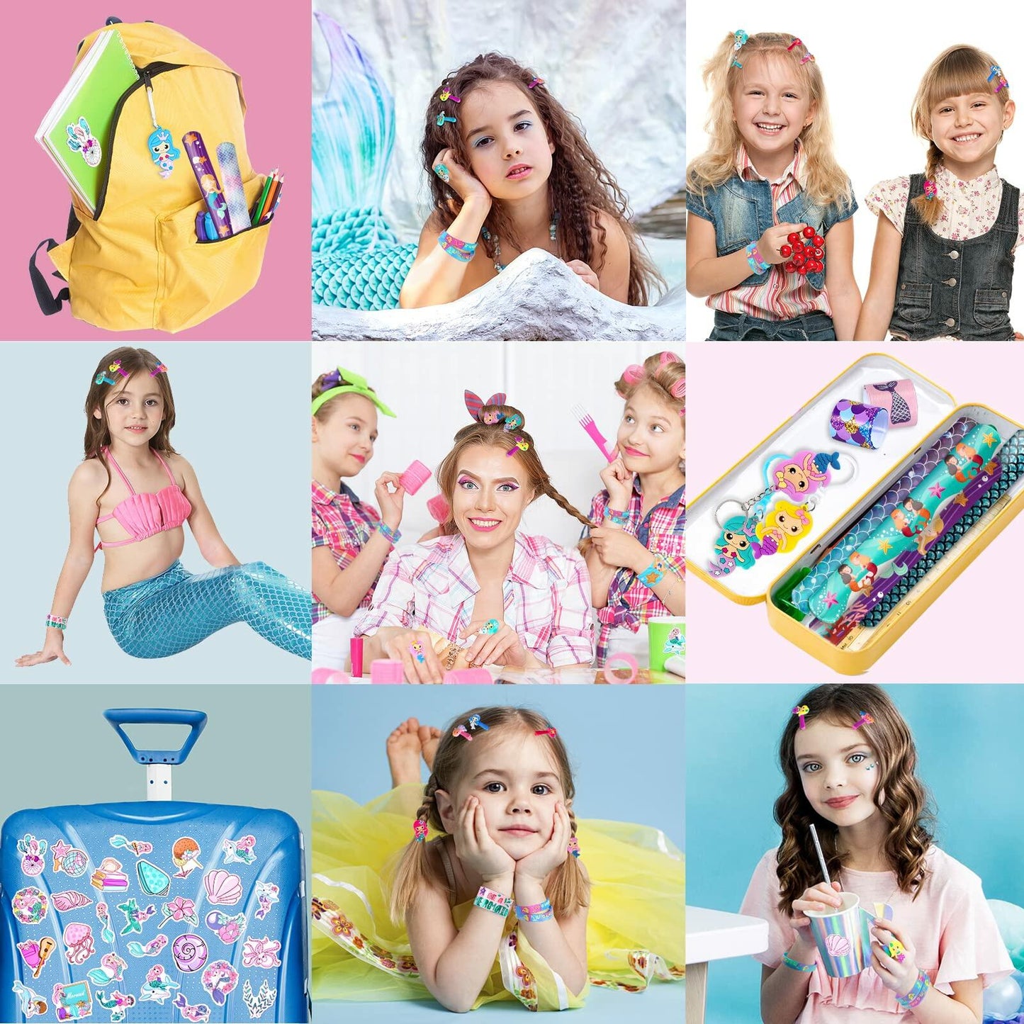 Eunvabir 134Pcs Mermaid Party Favors Kids Birthday Decorations Toys