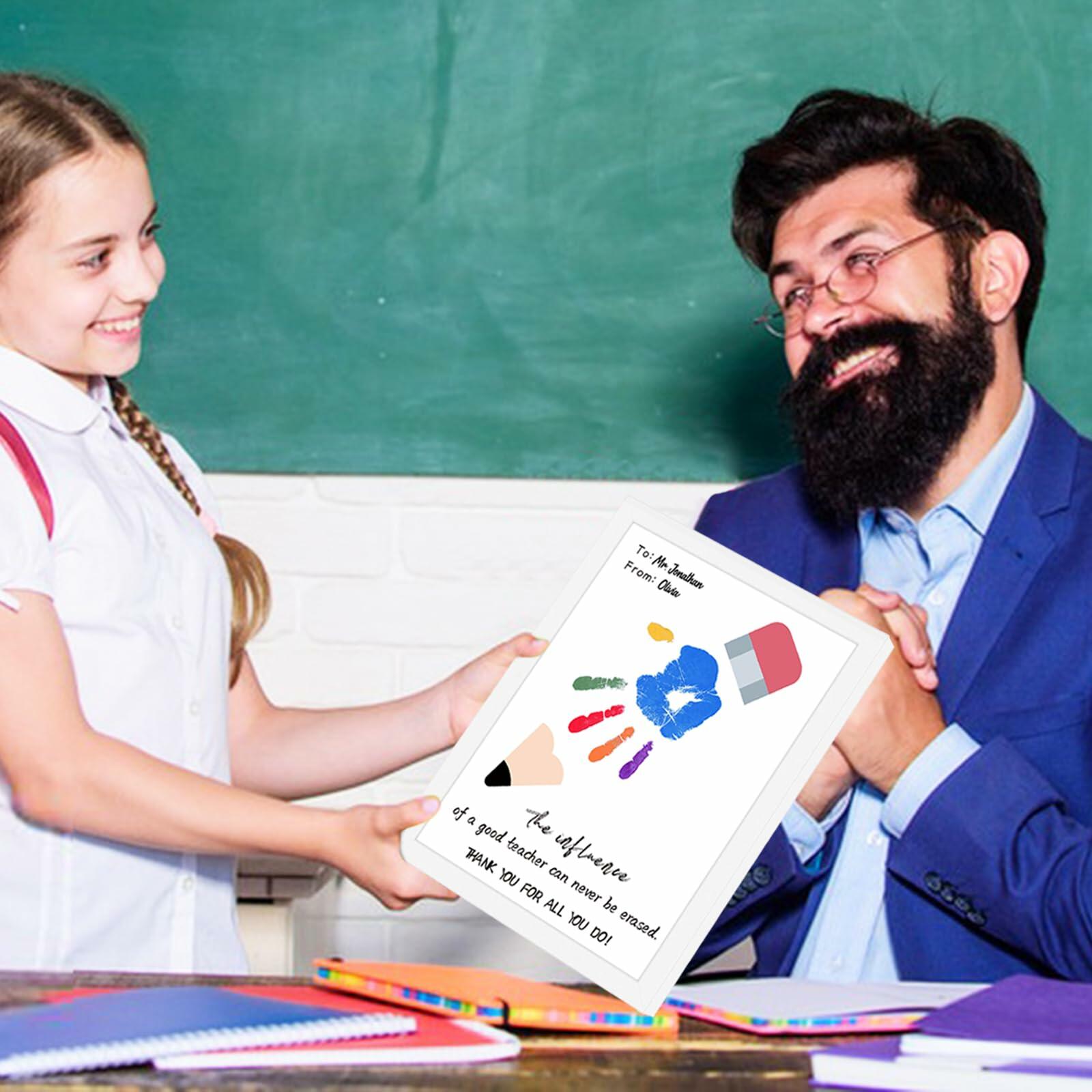 Teacher Gifts Framed Handprint Art Craft 9x12.6 Table Wall Decor