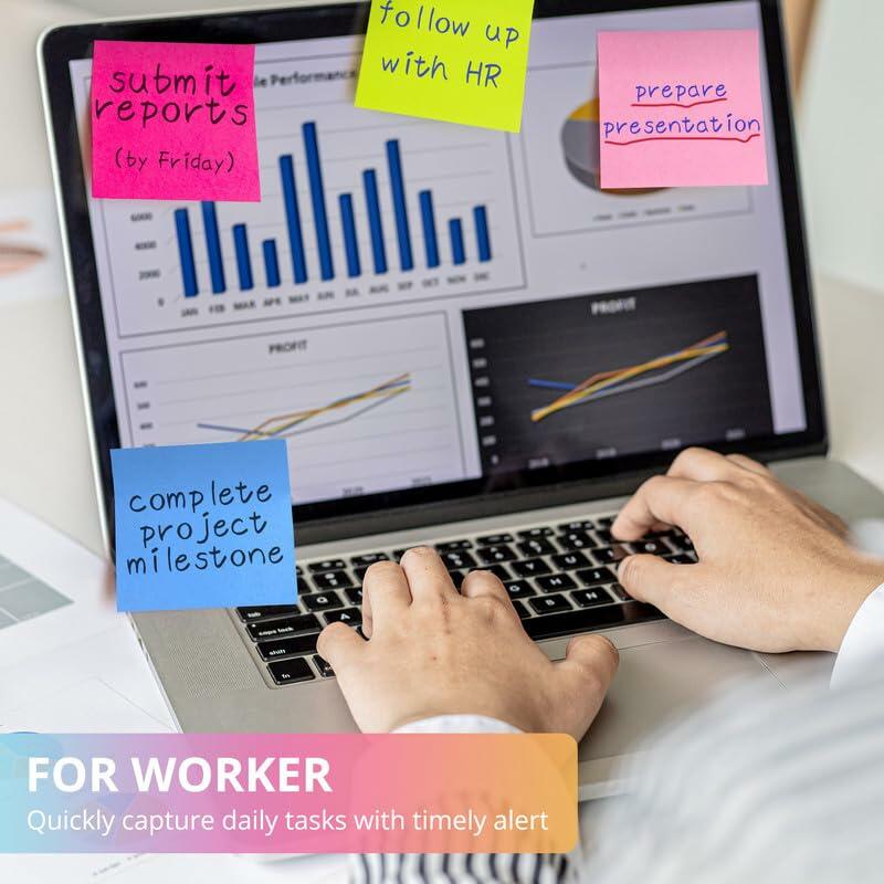 Sticky Notes 3x3in 12 Pads Vibrant Colors Easy to Stick School Office Home