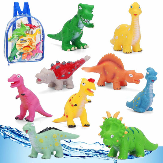 Dinosaur Bath Toys Mold Free No Hole Toddler Pool Shower Bathtub Toys - 9 Pack