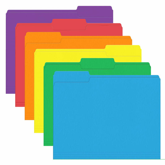 PANDRI File Folder 120 Pack 1/3 Cut Tab Letter Size Assorted Colors