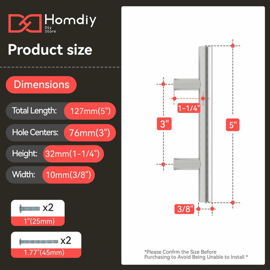 homdiy 30 Pack 3in Brushed Nickel Cabinet Handles Kitchen Hardware