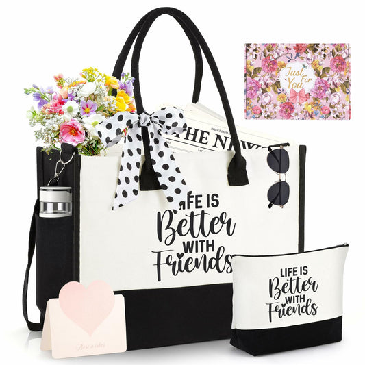 AYJICE Personalized Canvas Tote Bag for Girl Birthday Gift - Initial
