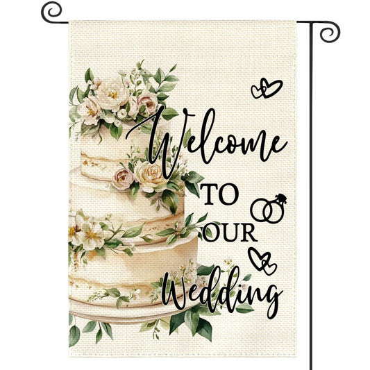 AVOIN colorlife Wedding Garden Flag 12x18 Inch Double Sided Floral Outdoor