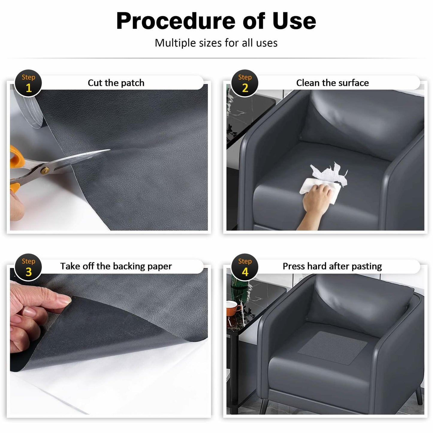 HUISUNO Leather Repair Patch Tape for Furniture Couch Car Seats Black 10x150