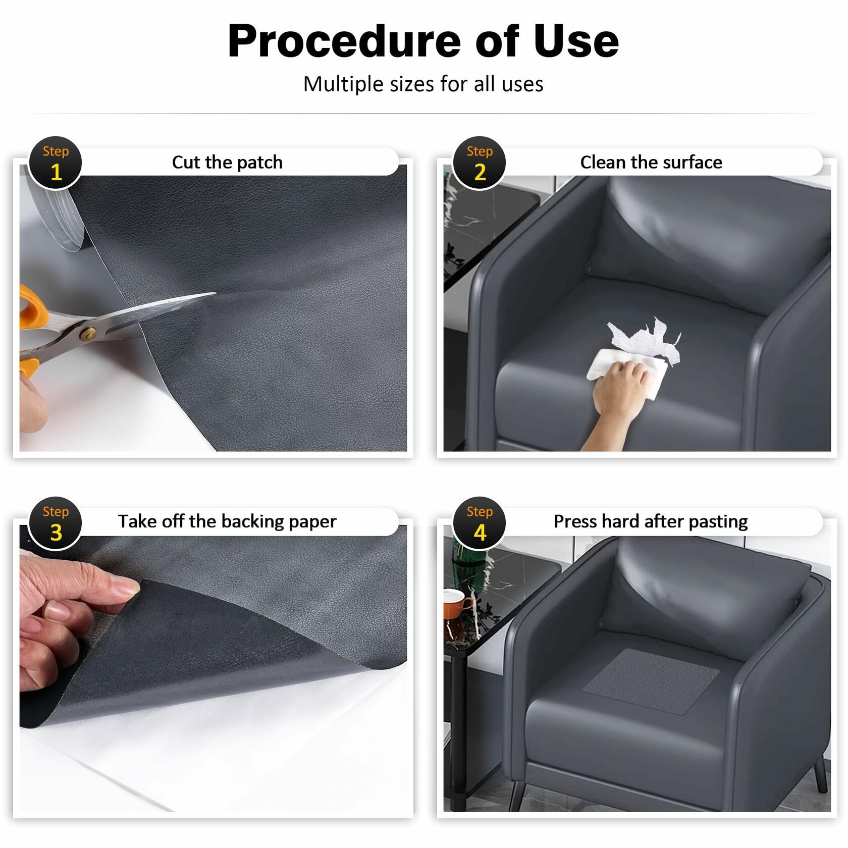 HUISUNO Leather Repair Patch Tape for Furniture Couch Car Seats Black 10x150