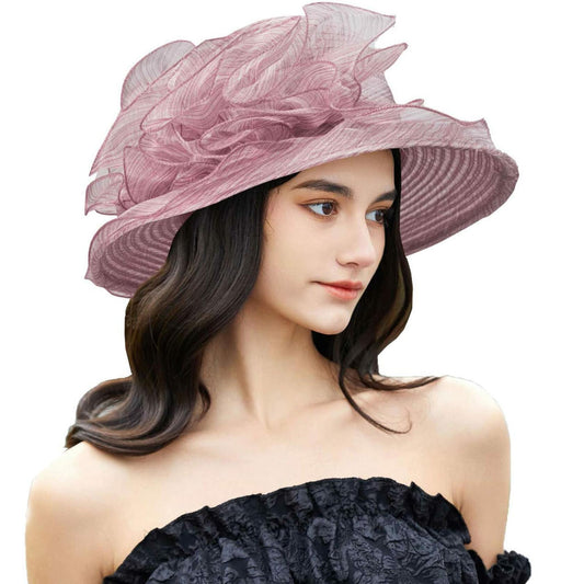 Kentucky Women Fascinator Organza Flower Derby Straw Hat Light Purple
