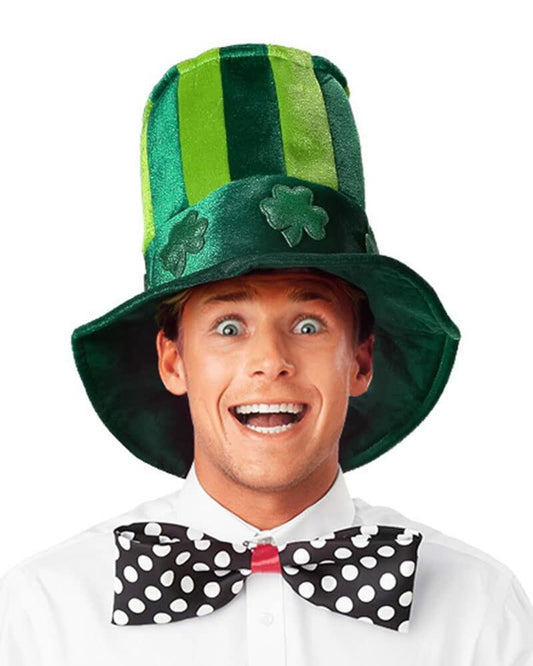 Seasons Green Plush Leprechaun Top Hat Shamrock Velvet Hat Green