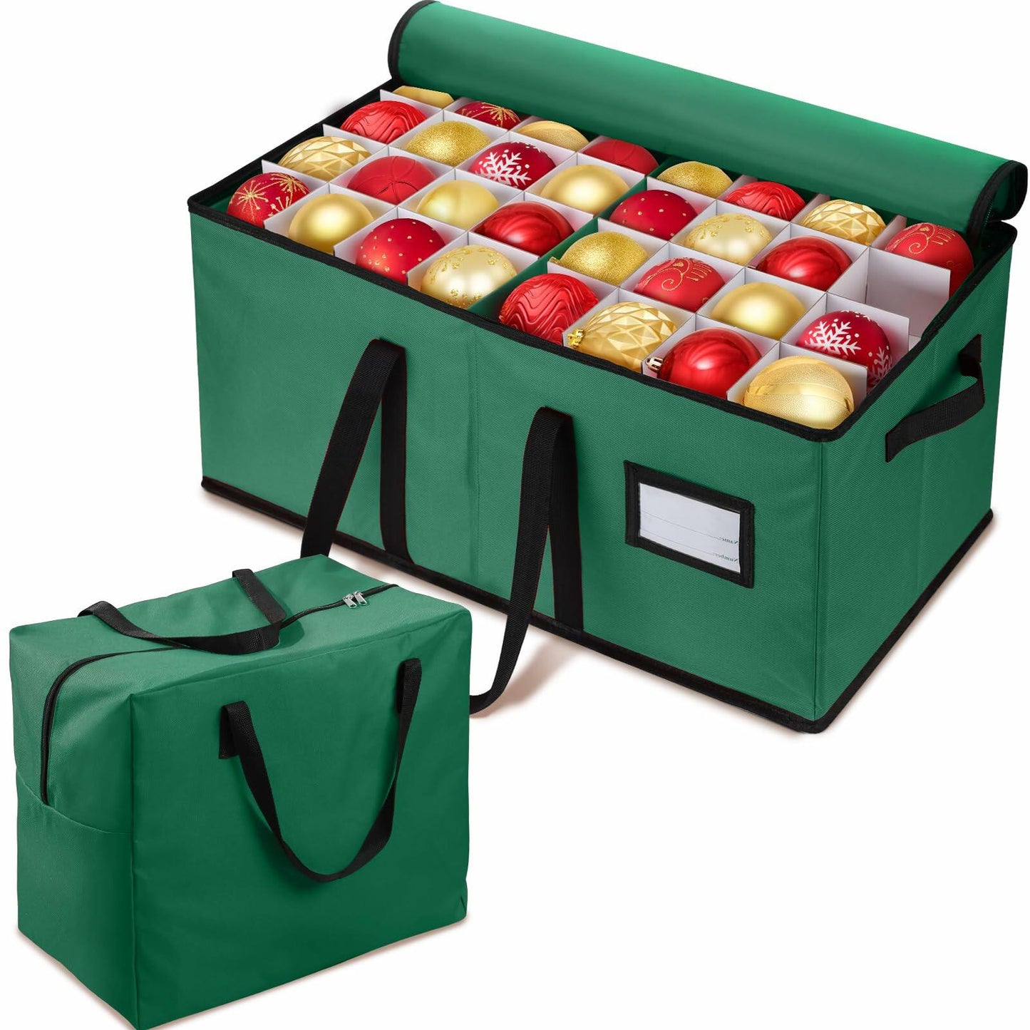 EIMMBD Christmas Ornament Storage Box 3 Tray Organizer Holds 128 Green