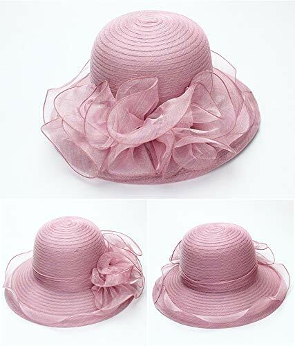 Kentucky Women Fascinator Organza Flower Derby Straw Hat Light Purple