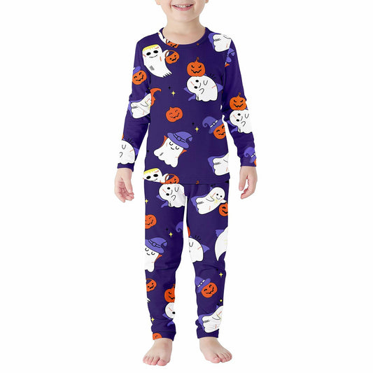 Kids Halloween Thermal Underwear Long Johns Base Layer Purple Ghost Size 2XL