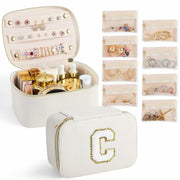 Parima Personalized Initial Makeup Bag Travel Jewelry Organizer Letter C White