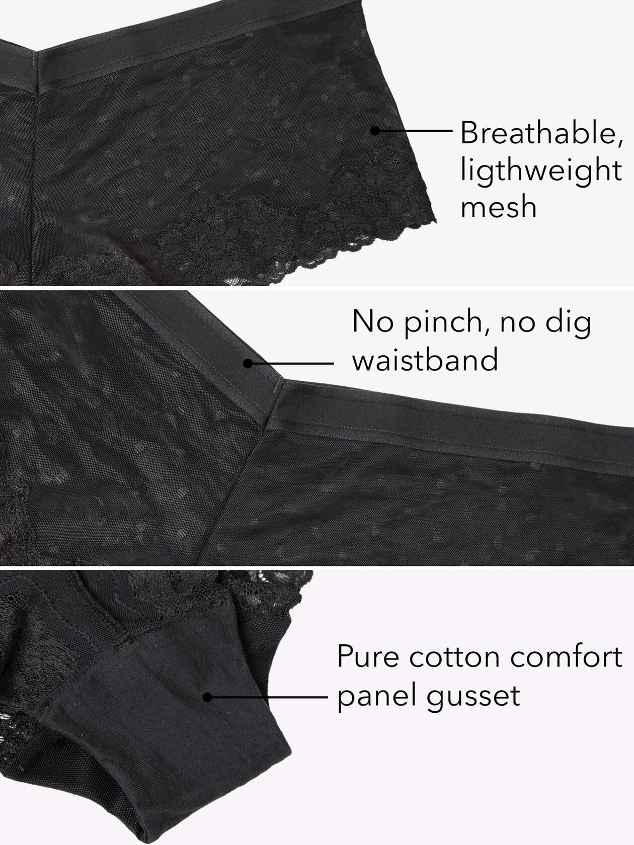 Curvy Couture Plus Size Sheer Whisper Cheeky Boyshort Panty Onyx Size S