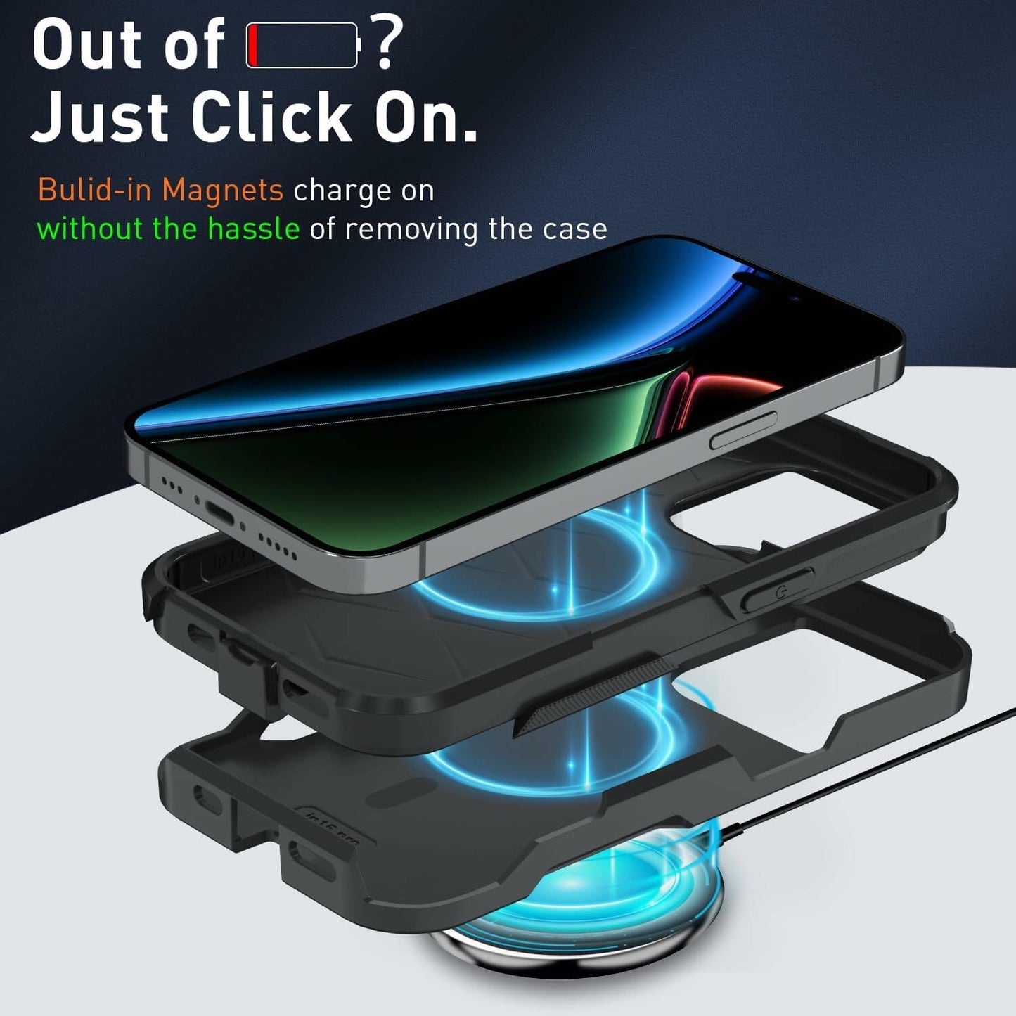 Xmon iPhone 15 Pro Magnetic Case with Tempered Glass Screen Protector Red 6.1"