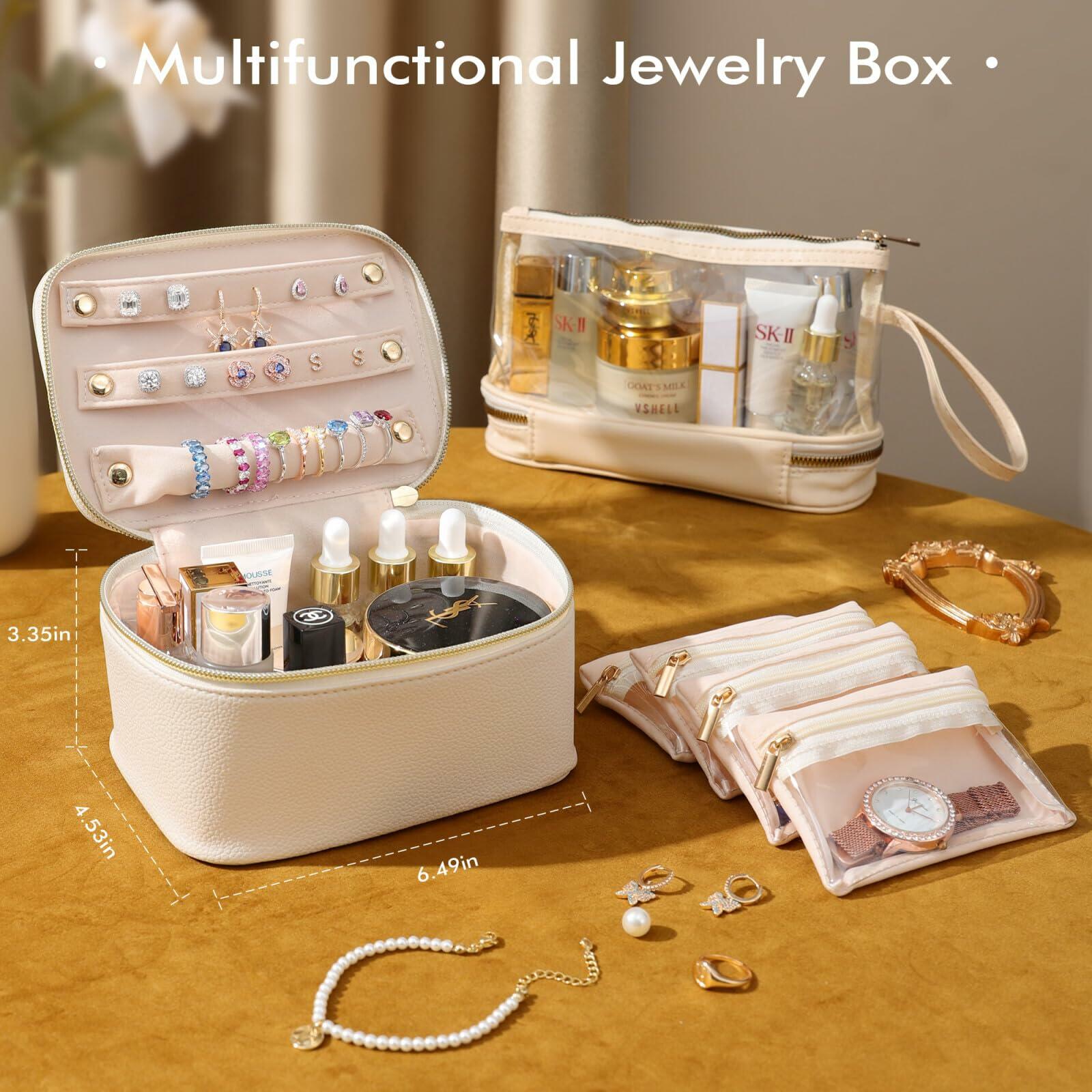 Parima Personalized Initial Makeup Bag Travel Jewelry Organizer Letter C White