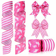 Pineraap Easter Wired Ribbon 2.5in x 10yd Pink Stripe 2 Rolls