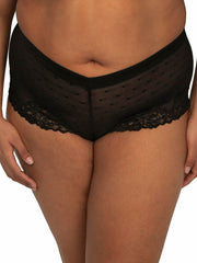 Curvy Couture Plus Size Sheer Whisper Cheeky Boyshort Panty Onyx Size S