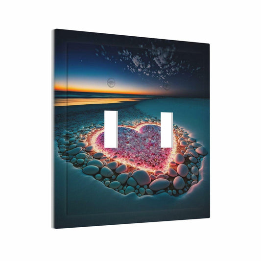 Beach Pink Love Night Scene Double Toggle Light Switch Cover 2 Gang
