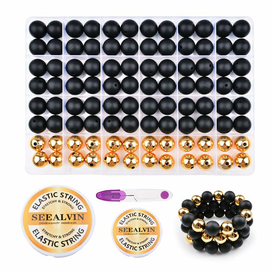 96PCS 15mm Silicone Beads Kit, 2 Colors Round Rubber Beads for DIY Crafts