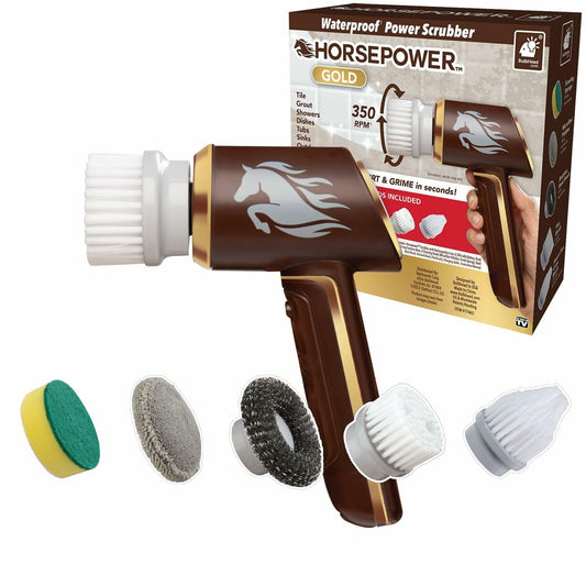 Horsepower Scrubber Gold Edition Electric Cleaner Waterproof 5 Brush Heads