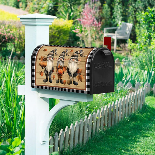 Baocicco Wooden Gnome Mailbox Cover Autumn Pumpkin 21x18 Inch