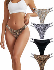 KIRIVOO Women's Leopard Print Low Cut Bikini Panties Seamless S