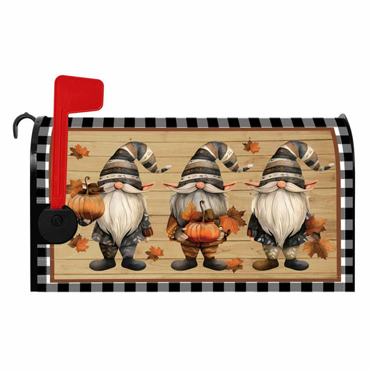 Baocicco Wooden Gnome Mailbox Cover Autumn Pumpkin 21x18 Inch