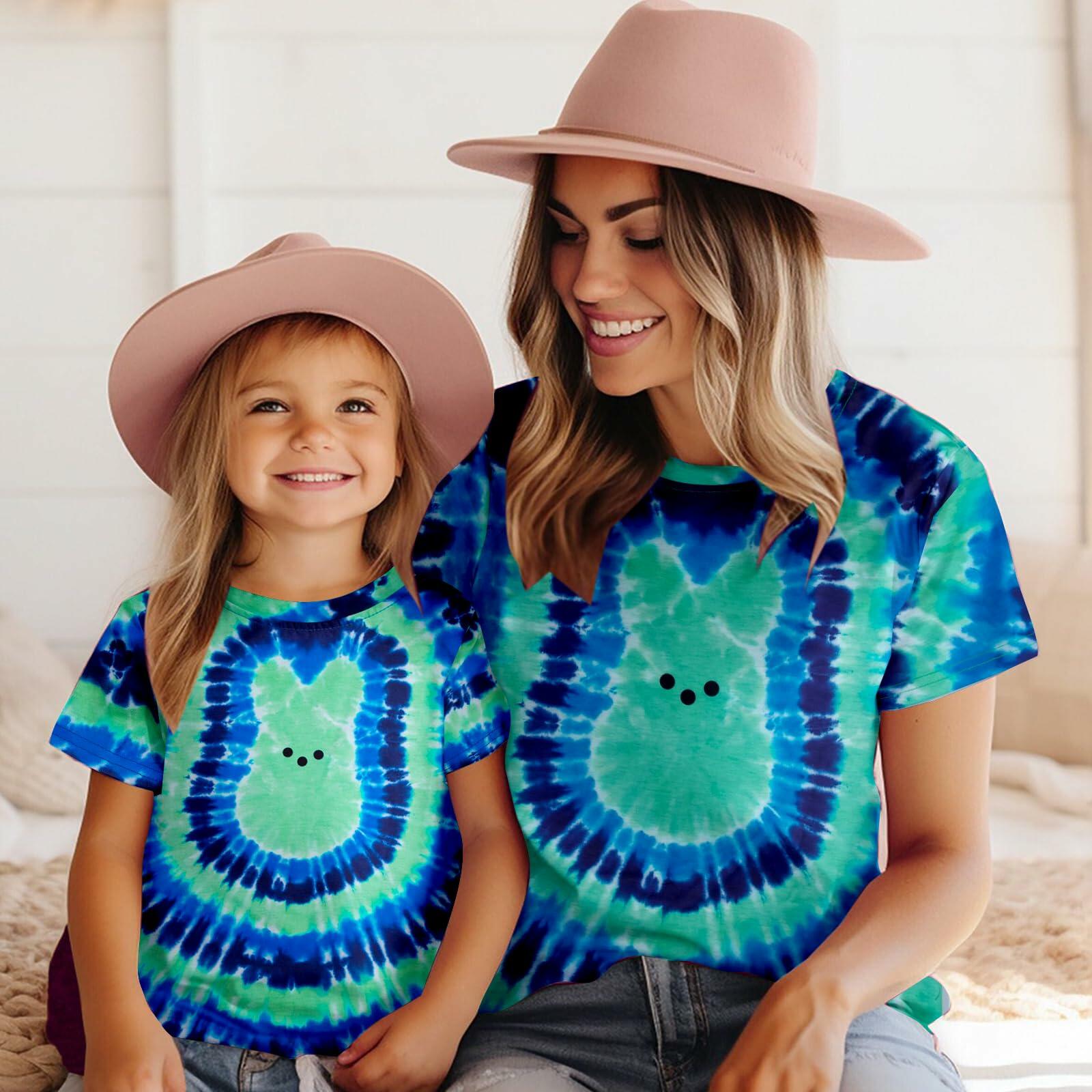 Happy Easter Family Matching Tie Dye Bunny Graphic T-Shirt Size M