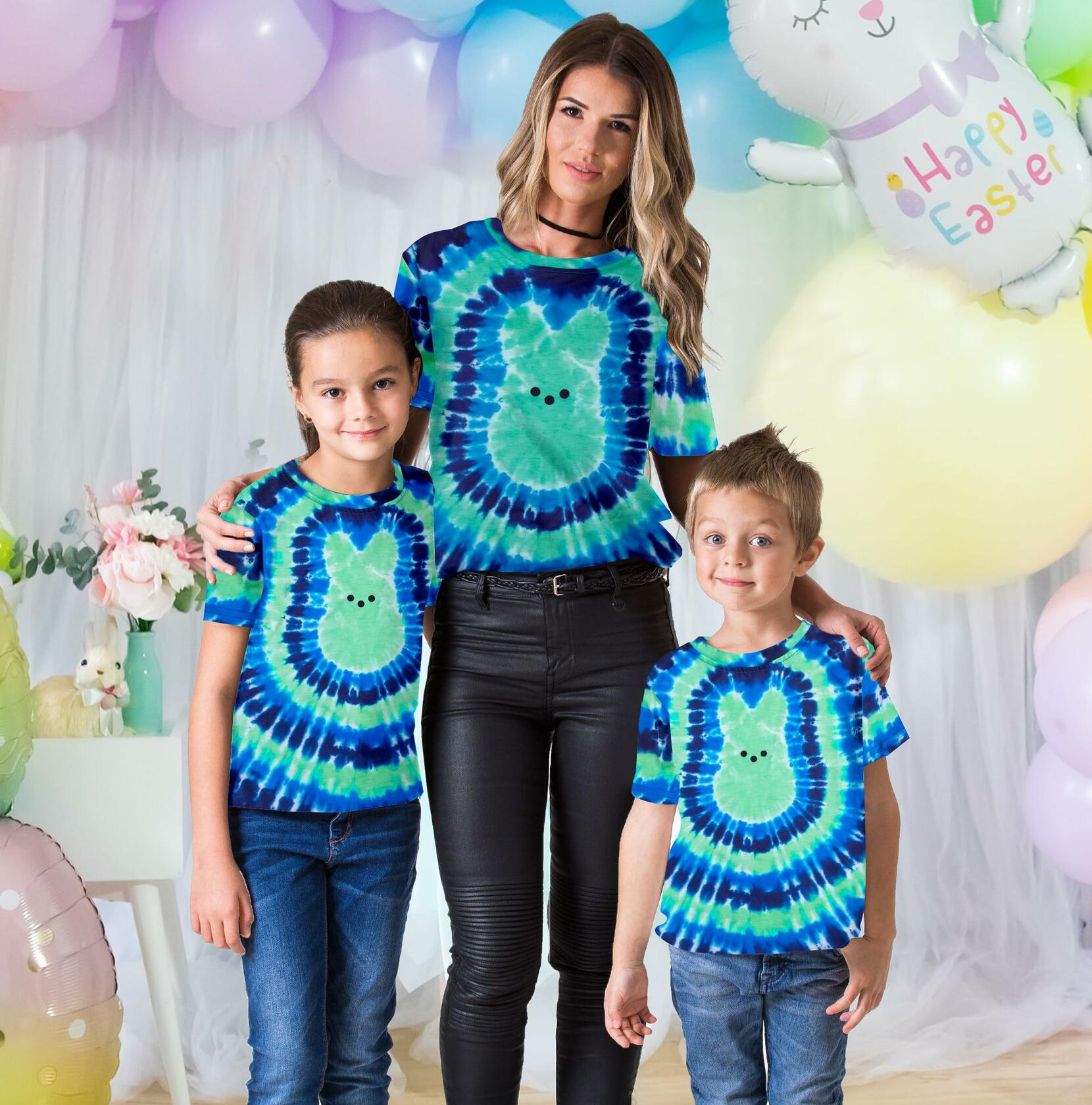 Happy Easter Family Matching Tie Dye Bunny Graphic T-Shirt Size M