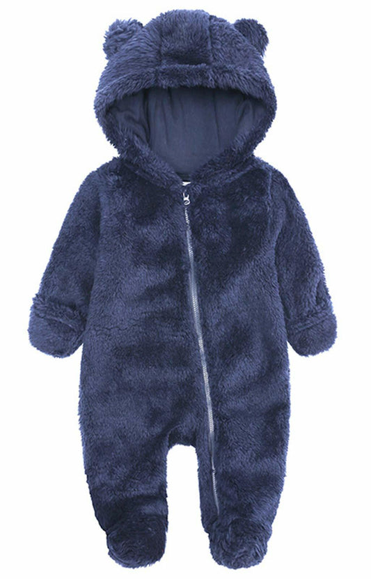 TAOHONG Baby Hooded Fleece Jumpsuit Snowsuit Bear Ear 3-6 months