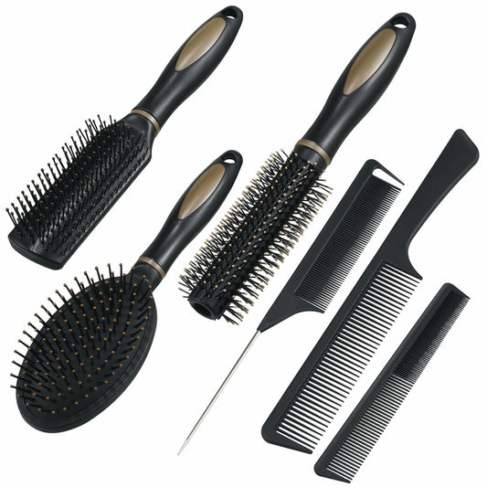 6 Pieces Detangling Styling Comb Set for Women and Men - All Hair Types