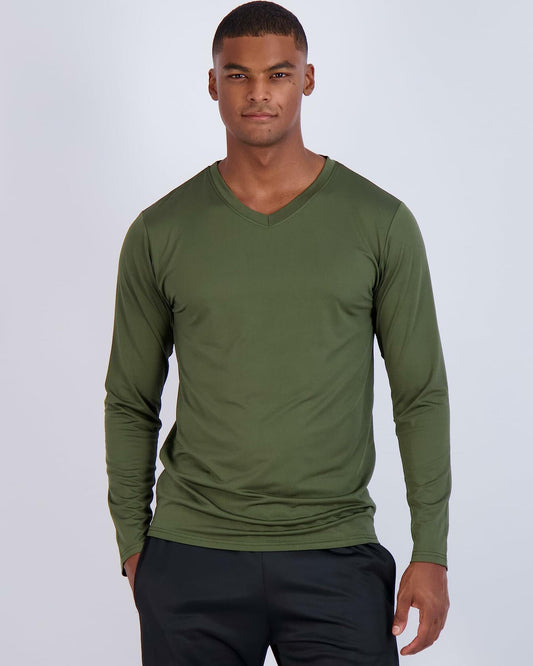 Mens Big & Tall V Neck Long Sleeve Shirt 4 Pack Size 3X