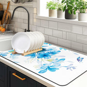 Edeesky Dish Drying Mat 12x20 Leather Diatomite Absorbent Coffee Pad Sink Mat