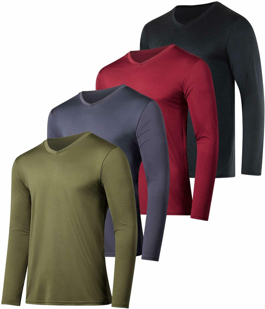 Mens Big & Tall V Neck Long Sleeve Shirt 4 Pack Size 3X