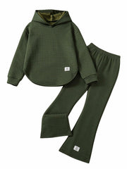 SOLY HUX Girl's Waffle Knit Hoodie Set 2PC Army Green Size 8Y