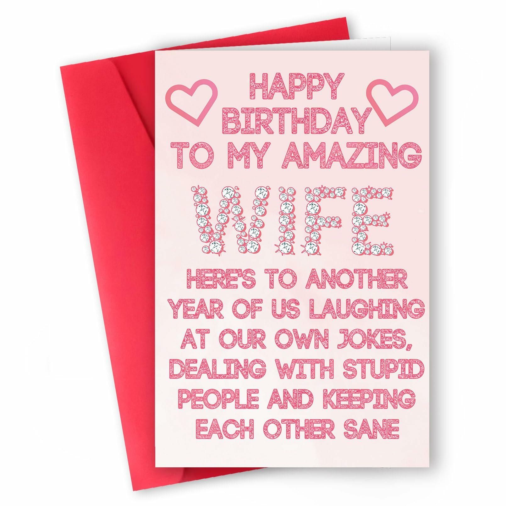 ICOOLYI Rude Birthday Card for Wife from Husband Humor Gift