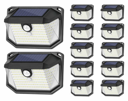 Solar Outdoor Lights 12-Pack 178 LEDs Motion Sensor Waterproof Security Light