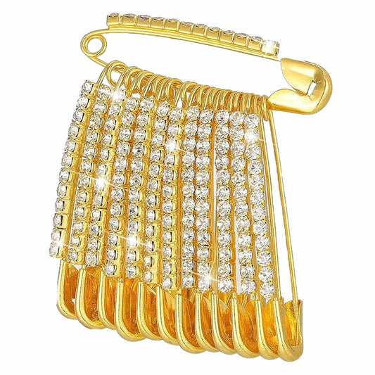 Rhinestone Safety Pins Decorative Brooch Pins for Women Large 10pcs