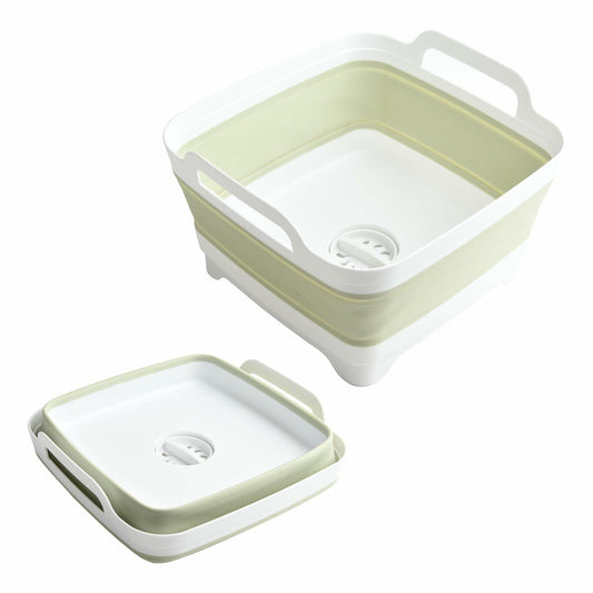 Foldable Wash Basin 2.4 Gal 9L with Drain Plug Green Space-Saving Kitchen Sink