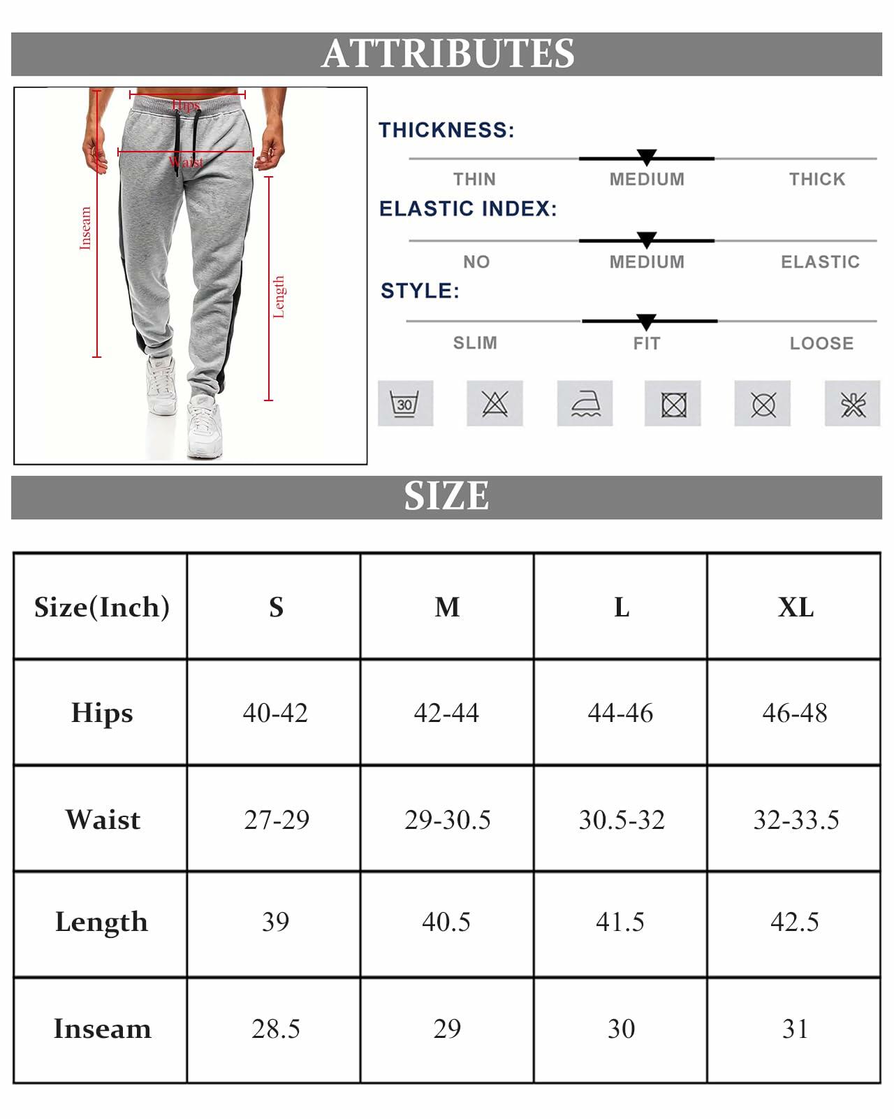BUXKR Men's Lightweight Drawstring Sweatpants Light Grey Size L