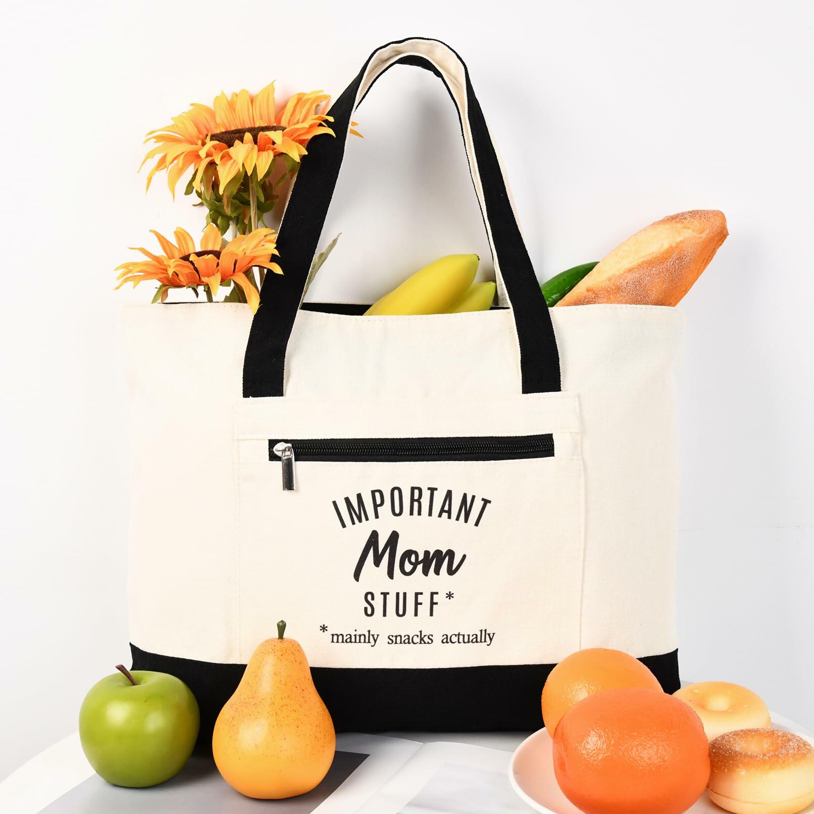 KUIRAN Canvas Tote Bag for Mom Hospital Shopping Beach Gifts from Family