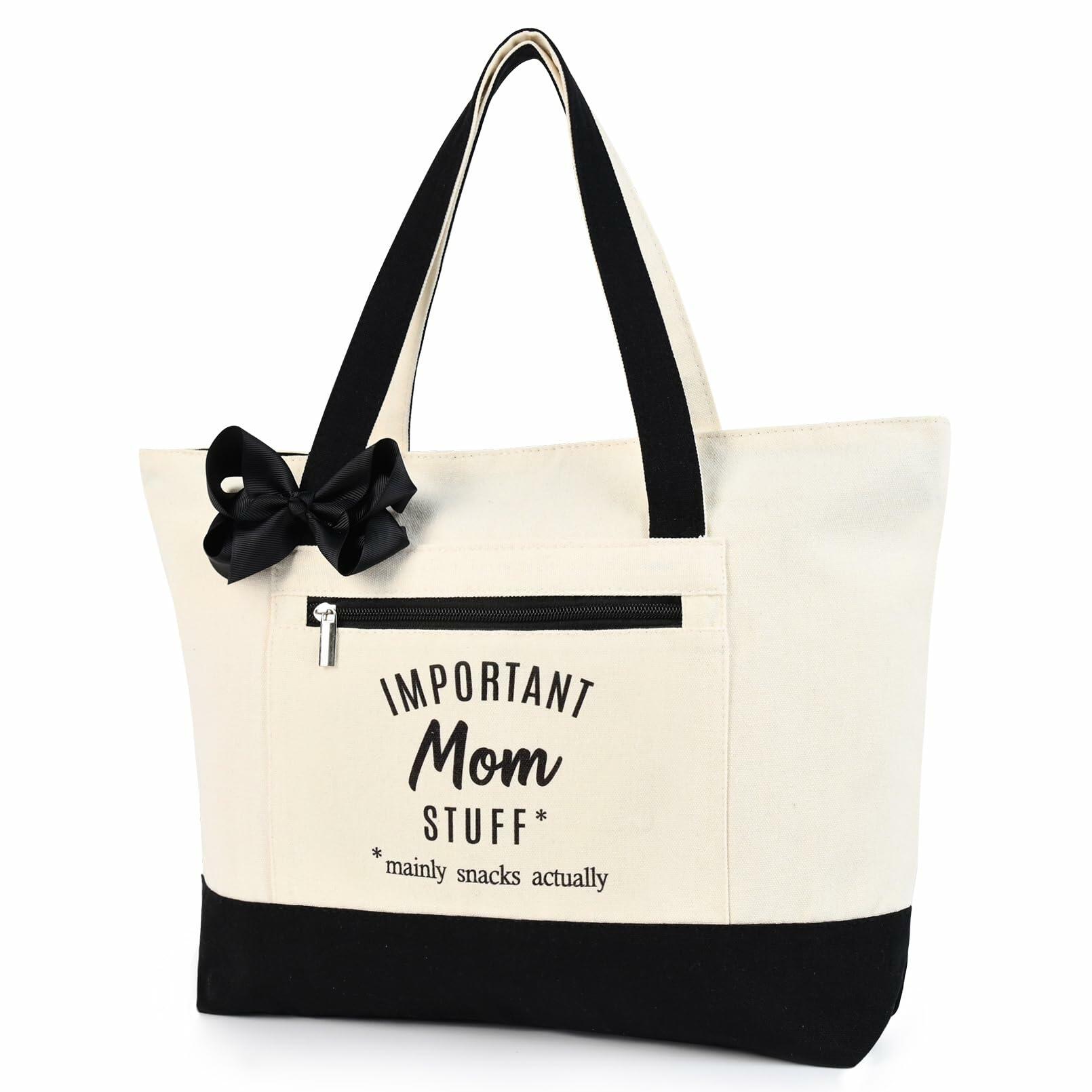 KUIRAN Canvas Tote Bag for Mom Hospital Shopping Beach Gifts from Family