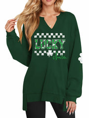 For G and PL Women St Patricks Split Neckline Sweatshirt Green Size L