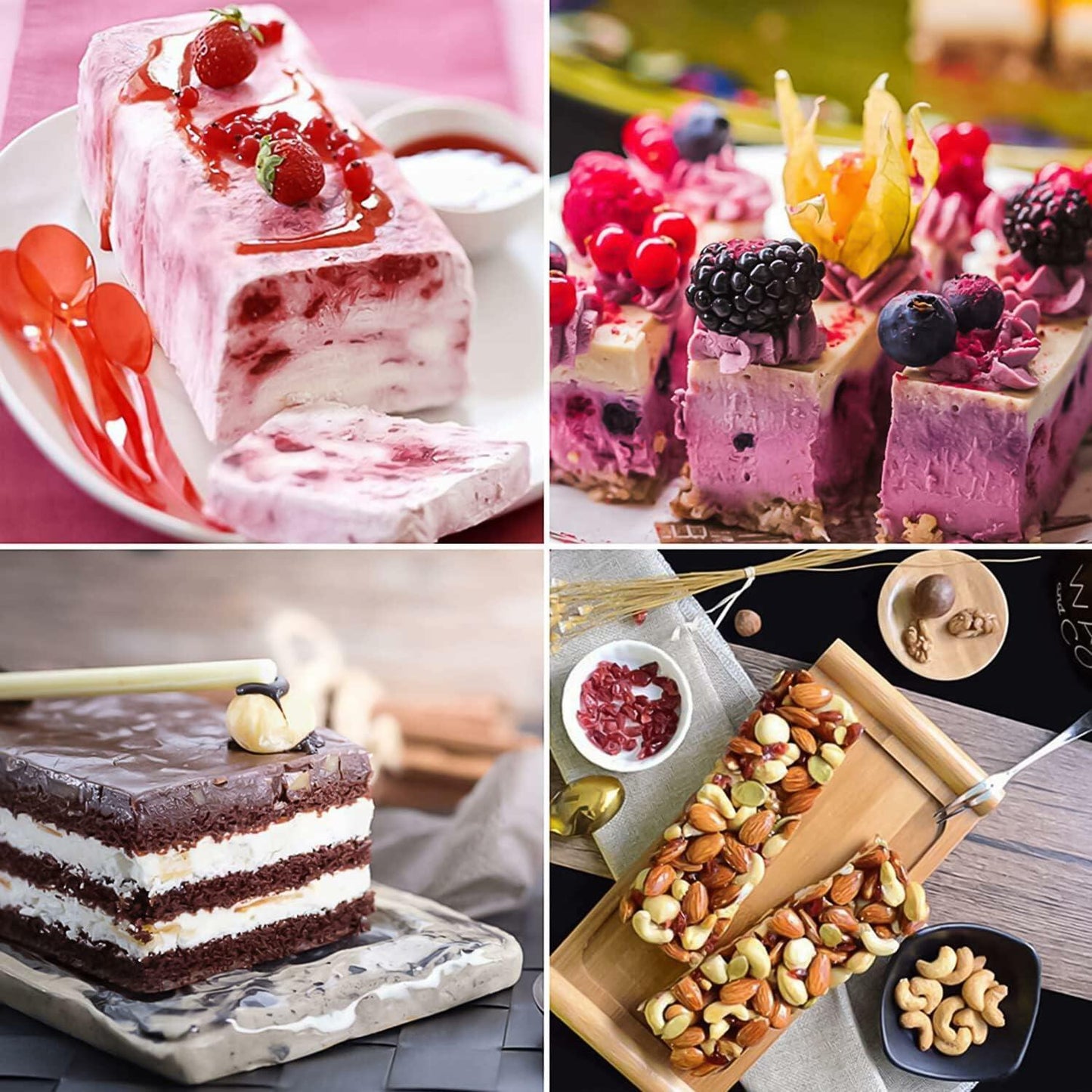 Sinirttou Silicone Granola Bar Mold 8 Cavities Rectangular Purple 2 Pack