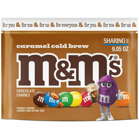 BestBy08/25 M&M'S Caramel Cold Brew Chocolate Candy Sharing Size 9.05oz Bag