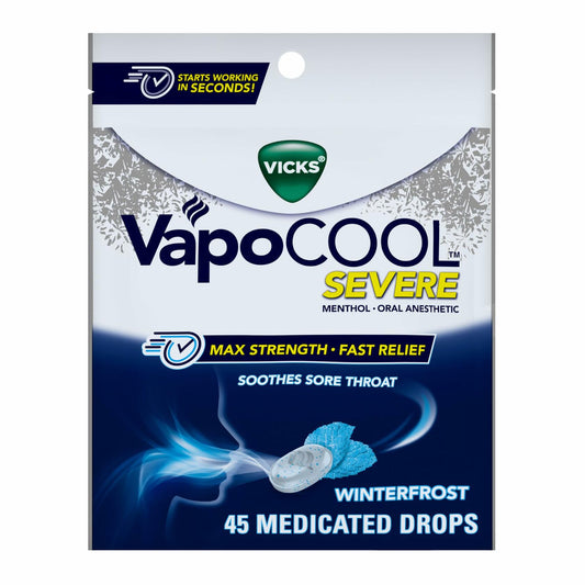 BestBy04/27 Vicks VapoCool Severe Medicated Sore Throat Drops Max Strength 45ct
