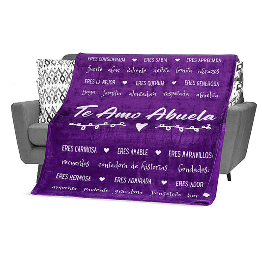 FILO ESTILO Abuela Blanket Birthday Gift 60x50in Purple Fleece